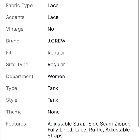 NWT J. Crew Ivory Flutter Lace Tank Cami Women's Size Medium G8413 $89 - Picture 10 of 11